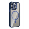 Apple iPhone 15 Pro Max Remim Lensli Magsafe Standlı Kapak - Lacivert