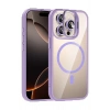 Apple iPhone 15 Pro Max Remim Lensli Magsafe Standlı Kapak - Lila