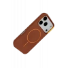 Apple iPhone 17 Pro Max Luno Deri Magsafe Kapak - Kahverengi