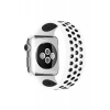 Apple Watch 38mm Ayarlı Delikli Silikon Kordon - Beyaz-Siyah