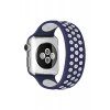 Apple Watch 38mm Ayarlı Delikli Silikon Kordon - Lacivert-Beyaz
