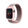 Apple Watch 38mm Hasırlı Cırtcırtlı Kasalı Kordon - Pembe