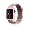 Apple Watch 38mm Hasırlı Cırtcırtlı Kasalı Kordon - Pembe