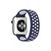 Apple Watch 42mm Ayarlı Delikli Silikon Kordon - Lacivert-Beyaz