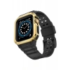 Apple Watch 42mm KR401 Silikon Kordon - Siyah-Gold