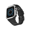 Apple Watch 42mm KR401 Silikon Kordon - Siyah-Gümüş