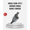 Araç Şarj Cihazı 4 Portlu 66w Hızlı Şarjlı Led Işıklı Ve 180° Dönebilir