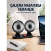 Araç ve Ev Kullanımına Uygun Çift Başlıklı Masaüstü Vantilatör