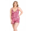 MARSiLYAN- Büyük Beden Gül Kurusu Saten Babydoll Şort Takımı