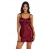Bordo Kısa Saten Gecelik 8208