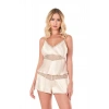 MARSİLYAN-Fildişi Saten Babydoll Şort Takımı
