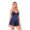 MARSİLYAN-Lacivert Saten Babydoll Şort Takımı