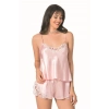 MARSİLYAN-Somon Saten Babydoll Şort Takımı