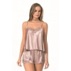 MARSİLYAN-Vizon Saten Babydoll Şort Takımı