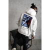 Astronot Baskılı Kapüşonlu Sweat - Beyaz -