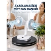 Ayarlanabilir Hızlı Çift Başlıklı Masaüstü Fan – Gece Lambalı Serinletici