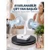 Ayarlanabilir Hızlı Çift Başlıklı Masaüstü Fan – Gece Lambalı Serinletici