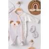 Ayıcık Detaylı Nakışlı Tulumlu % 100 Pamuk Erkek Bebek 5li Set