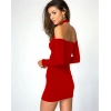 B101314 Omuz Açık Uzun Kollu Mini Elbise