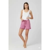 Bambu Fitilli Kadın Ev Şortu Bacak Dantel Detaylı Ev Giyim Pembe