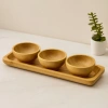 Bambu Lokumluk ve Çerezlik Seti 3lü Sunum Tepsili (6 cm)
