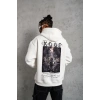 Baskılı Kapüşonlu Sweat - Beyaz -