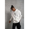 Baskılı Kapüşonlu Sweat - Beyaz -