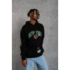 Baskılı Kapüşonlu Sweatshirt - Siyah -
