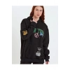 Baskılı Kapüşonlu Sweatshirt - Siyah -