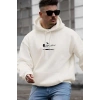 Baskılı Kapüşonlu ve Kordon İpli Sweat - Beyaz -
