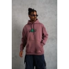 Baskılı Kapüşonlu ve Kordon İpli Sweat - Gül Kurusu