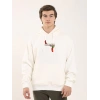 Baskılı Oversize Üç İplik Kapüşonlu Sweatshirt - Beyaz -