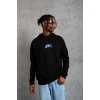 Baskılı Oversize Üç İplik Kapüşonlu Sweatshirt - Siyah