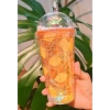 Beach Temalı Suluk Pipetli Buzlu Cam Görünümlü Led Işıklı 450 ML Çift Katman Mika 2768