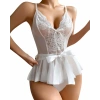 Beyaz Dantel İşlemeli Kurdelalı Fantezi Tül Babydoll