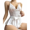 Beyaz Dantel İşlemeli Kurdelalı Fantezi Tül Babydoll