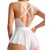 Beyaz Dantel İşlemeli Kurdelalı Fantezi Tül Babydoll