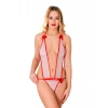 Beyaz Lcralı Tül Bodysuit - 972