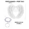Beyaz Otrişli Dantel Tüllü Peri Kanadı ve Peri Tacı Seti 45x40 cm (4887)