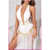Beyaz Pul Aksesuarlı Tül Etekli Kadın Seksi Gecelik