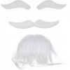 Beyaz Renk Kendinden Yapışkanlı Takma Sakal Bıyık ve Kaş Seti