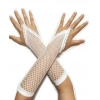 Beyaz Renk Parmak Arası File Örgü Eldiven 26 cm