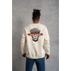 Bisiklet Yaka Baskılı Oversize Sweatshirt - Beyaz -