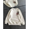 Bisiklet Yaka Baskılı SweatShirt - Beyaz -