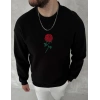Bisiklet Yaka Ön Ve Arka Baskılı SweatShirt - Siyah -