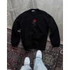 Bisiklet Yaka Ön Ve Arka Baskılı SweatShirt - Siyah -