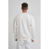 Biskilet Yaka Üç İplik SweatShirt - Beyaz -