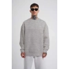 Biskilet Yaka Üç İplik SweatShirt - Gri -