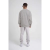 Biskilet Yaka Üç İplik SweatShirt - Gri -
