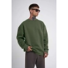 Biskilet Yaka Üç İplik SweatShirt - Haki